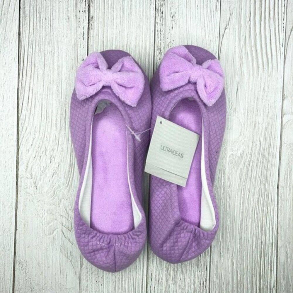 Ballet Terry Cloth Slippers‎ M Purple Ballerina Memory Foam indoor outdoor shoes
